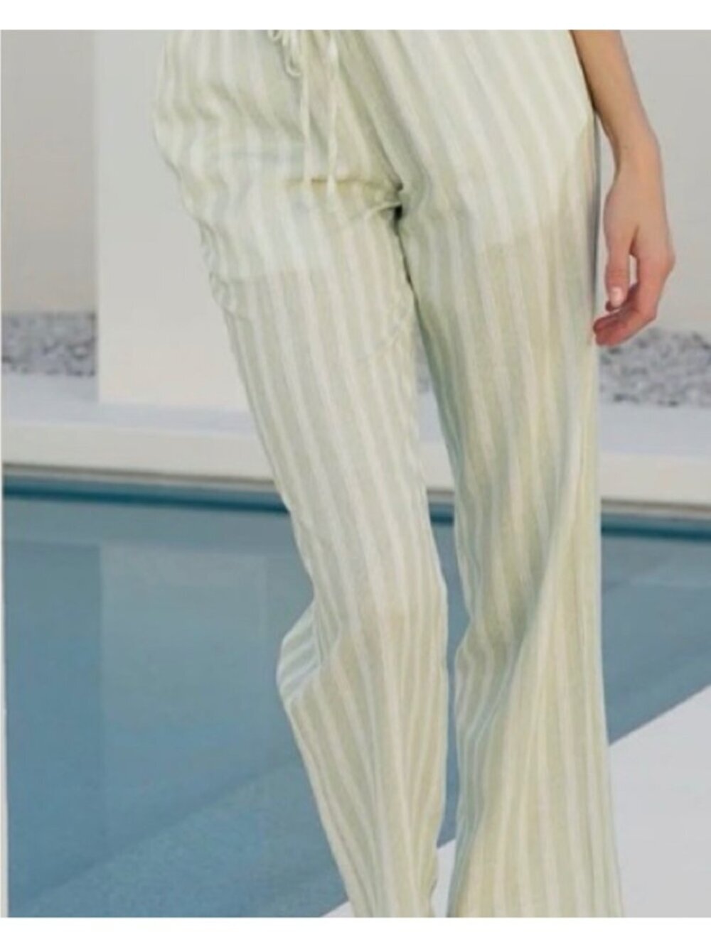 Cali 1850 XL Linen Pants Striped Wide Leg Coastal Travel Beach Outdoors Casual L